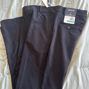 IZOD boys Black Flat Front Dress Pants